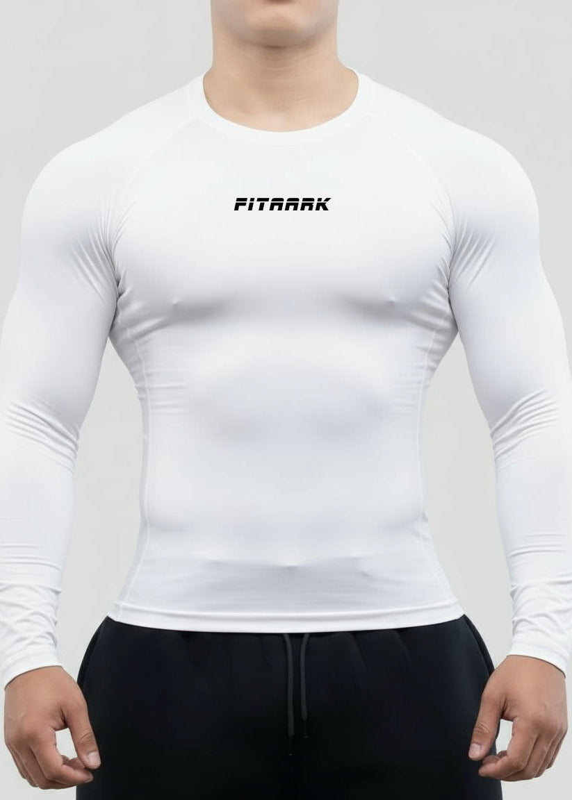 Fitaark SculptPro White Full Sleeve Compression T-Shirt
